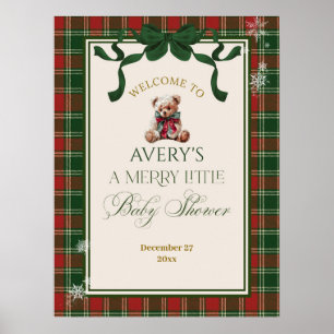 Ein fröhlicher kleiner Baby Shower Teddy Bär Weihn Poster
