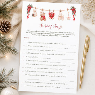 Ein fröhlicher kleiner Weihnachtsbaby-Umfrage sagt