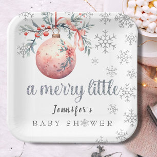 Ein fröhlicher kleiner Weihnachtsball Winter-Baby- Pappteller