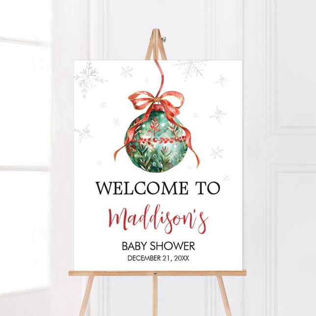 Ein fröhlicher kleiner Weihnachtsduschkopf - Willk Poster (Merry Little Christmas Ornaments Baby Shower Welcoem Sign )