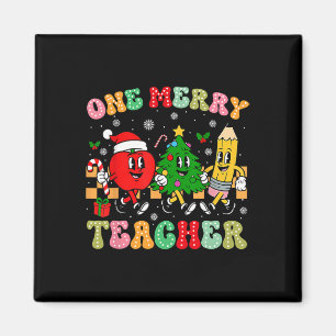 Ein fröhlicher Lehrer Groovy Weihnachtsbaum Pjs Xm Magnet