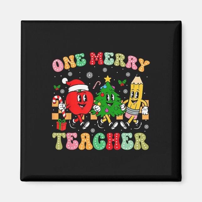 Ein fröhlicher Lehrer Groovy Weihnachtsbaum Pjs Xm Magnet (Vorne)