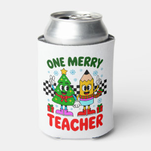 Ein fröhlicher Lehrer Weihnachtsbaum Bleistift Xma Dosenkühler