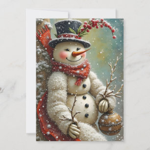 Ein fröhlicher Schneemann Feiertagskarte