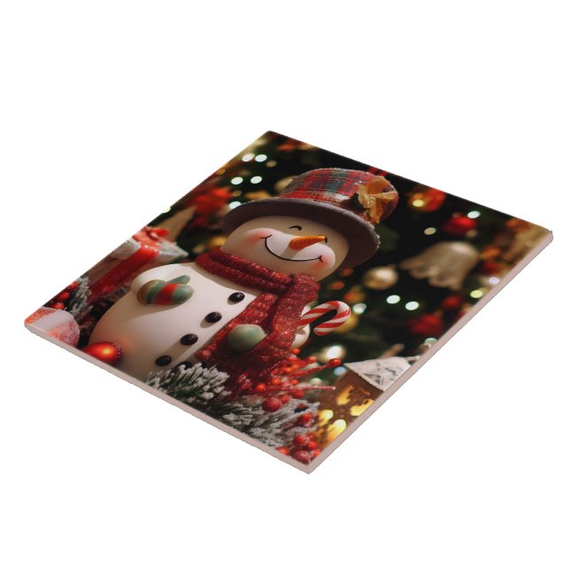 Ein fröhlicher Schneemann für Partys Fliese (Seite)