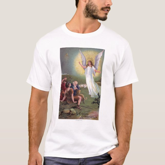 Ein fröhliches ChristmasAngel vor den Schäfern T-Shirt (Vorderseite)