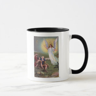 Ein fröhliches ChristmasAngel vor den Schäfern Tasse