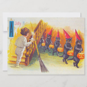 Ein fröhliches Halloween (Schwarze Katzen) Karte