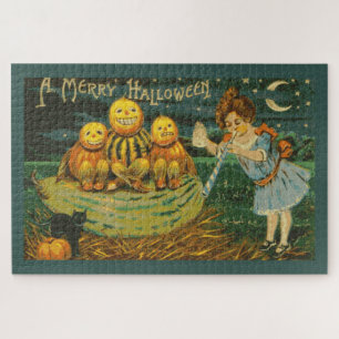 Ein fröhliches Halloween Vintage-Kürbisse Puzzle