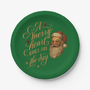 Ein fröhliches Herz geht den ganzen Tag lang Santa Pappteller