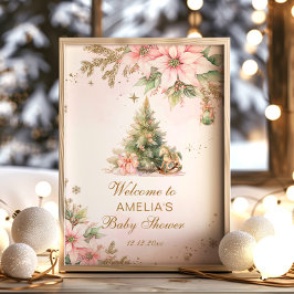 Ein fröhliches kleines Baby Dusche pink Weihnachte Poster