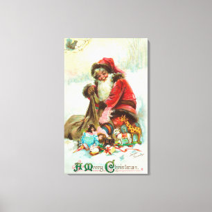 Ein fröhliches Weihnachtsspielzeug in seinem Leinwanddruck