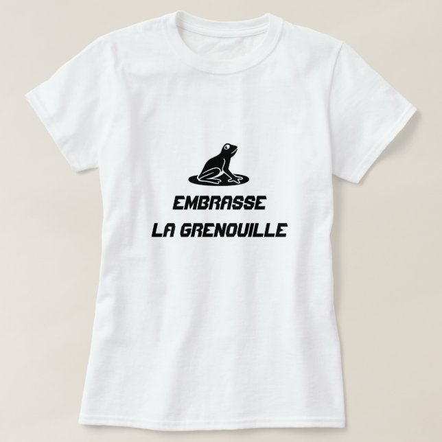Ein Frosch mit Text Embrasse La grenouille T-Shirt (Design vorne)