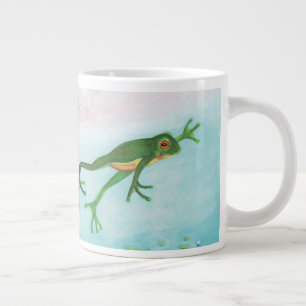 Ein Frosch springt in die Teichillustration Jumbo-Tasse