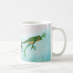 Ein Frosch springt in die Teichillustration Kaffeetasse