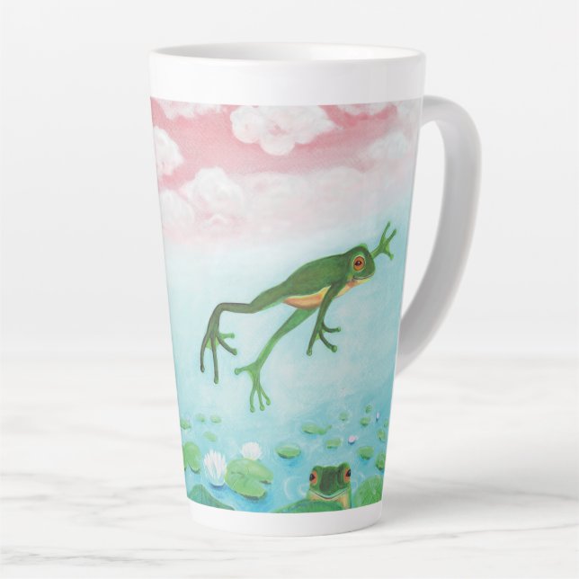 Ein Frosch springt in die Teichillustration Milchtasse (Rechte Ecke)