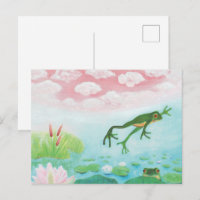 Ein Frosch springt in die Teichillustration