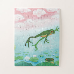 Ein Frosch springt in die Teichillustration Puzzle
