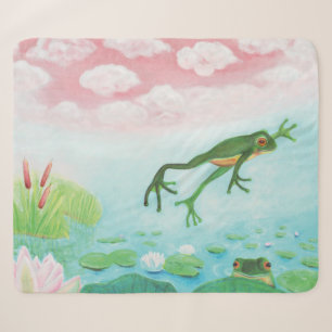 Ein Frosch springt in die Teichillustration Sherpadecke