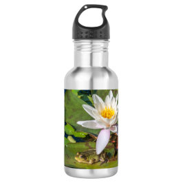 Ein Frosch unter einer Nnuphar-Blüte Trinkflasche