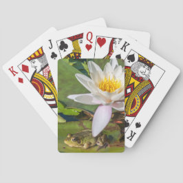 Ein Frosch unter einer Seeroseblume Spielkarten