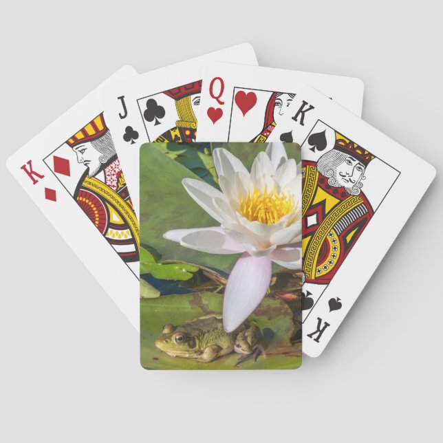 Ein Frosch unter einer Seeroseblume Spielkarten (Rückseite)