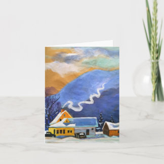 Ein frostiger kleiner Bauernhof Feiertagskarte