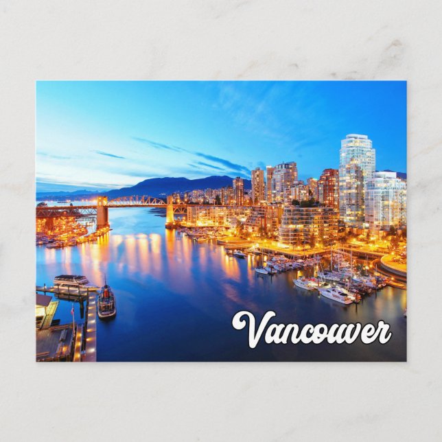 Ein früherer Abend über Vancouver, British Columbi Postkarte (Vorderseite)