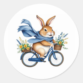 Ein frühlingshaftes Kaninchen zu Ostern Runder Aufkleber