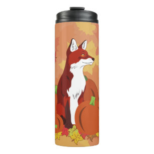 Ein Fuchs im Kürbispflaster Thermosbecher