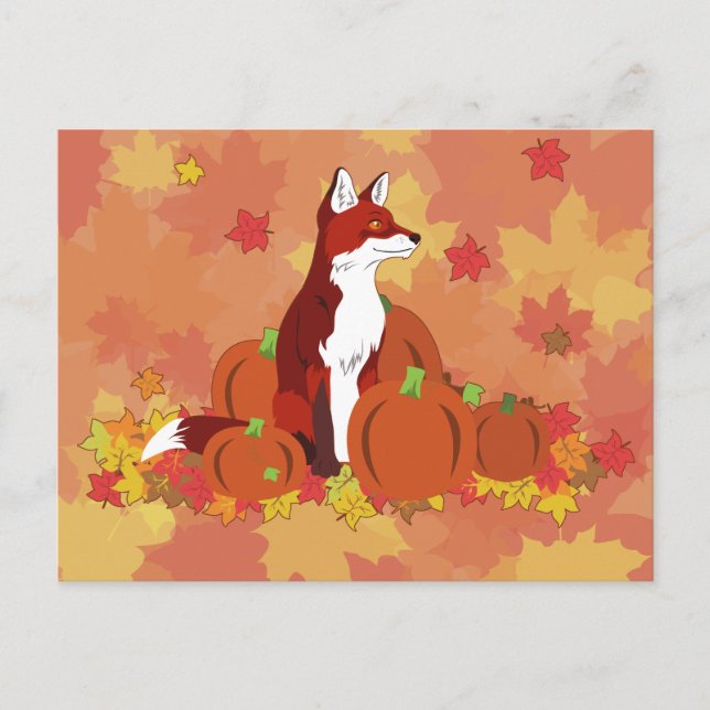 Ein Fuchs im Pumpkinpflaster Postkarte (Vorderseite)