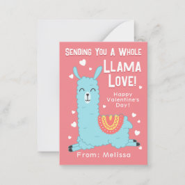 Ein ganzer Lama-Liebe-Klassenzimmer Valentinstag H Mitteilungskarte
