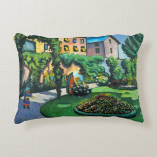 Ein Garten, Gartenbild von August Macke, Vintage A Zierkissen