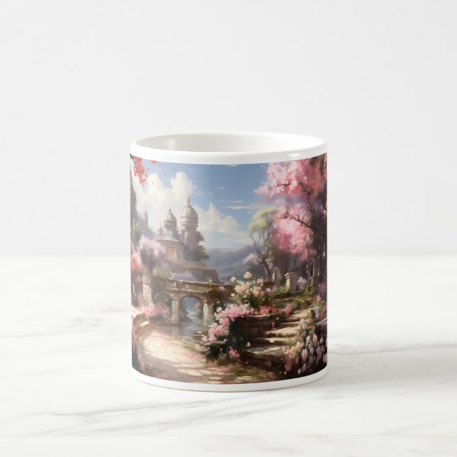 Ein Garten im Stil der Wasserfarben Kaffeetasse (Mittel)