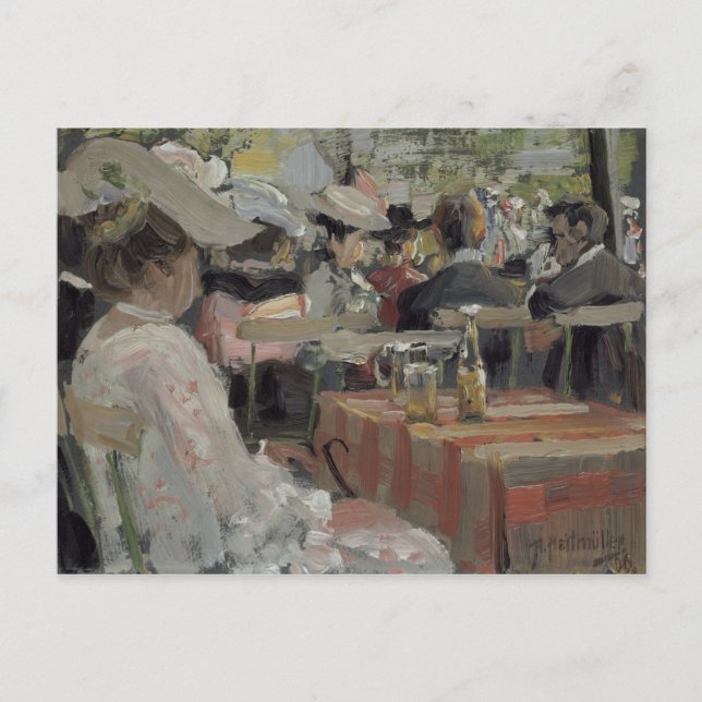 Ein Gartenrestaurant, 1906 Postkarte (Vorderseite)