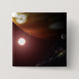 Ein Gasrieseplanet, der einen roten zwergartigen Button