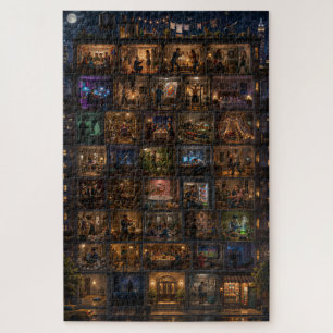Ein Gebäude, 100 Leben Nächtliche Stadt Kunst Puzzle