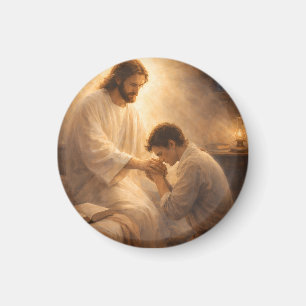 Ein Gebet auf Knien mit Jesus Magnet