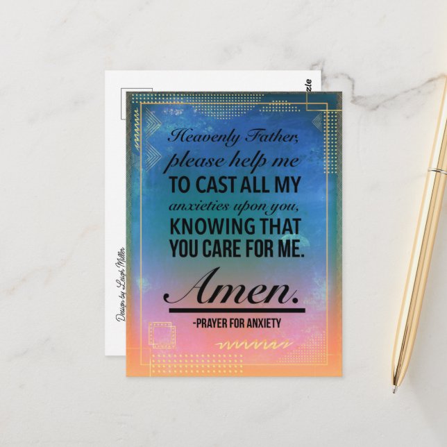 Ein Gebet der Angst Postkarte (Vorderseite/Rückseite Beispiel)