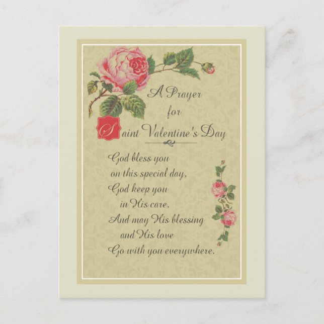 Ein Gebet für St.-Valentinstag Feiertagspostkarte (Vorderseite)