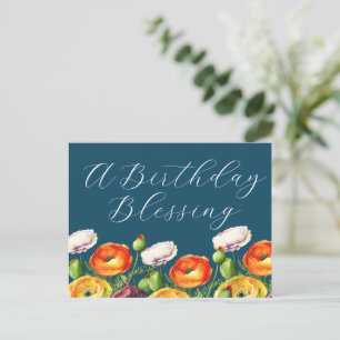 Ein Geburtstag, der Floral segnet Postkarte