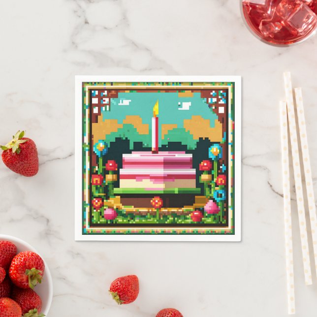 Ein Geburtstagskuchen in Kunst Serviette (Beispiel)