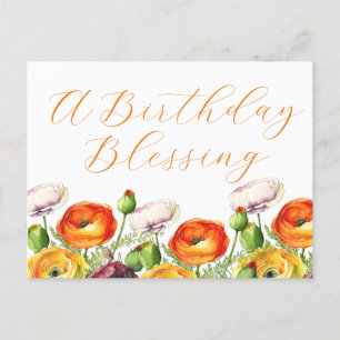 Ein Geburtstagssegen Floral Postkarte