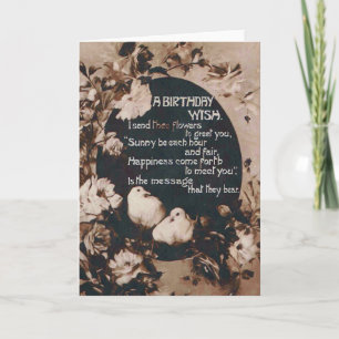 Ein Geburtstagswunsch Tauben Vintage Sepia Karte
