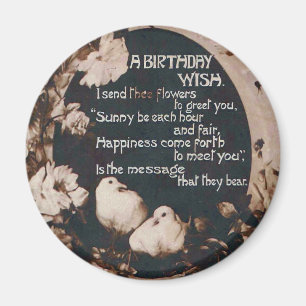 Ein Geburtstagswunsch taucht Vintage Postkarte auf Magnet