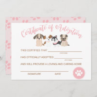 Ein Geburtsurkunde von Welpen adoptiert Adoption