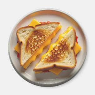 Ein gegrilltes Käsesandwich auf einem Teller Magnet