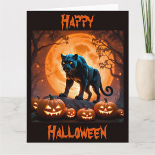 Ein geheimnisvoller Schwarzer Panther zu Halloween Karte
