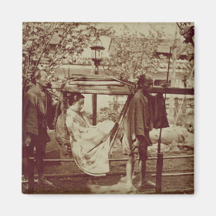 Ein Geisha, der herein einer Sänfte (Sepia-, Magnet