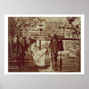 Ein Geisha, der herein einer Sänfte (Sepia-, Poster